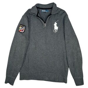 POLO by Ralph Lauren Big Pony Logo Quarter Zip Fleece Winter Sweater Size M